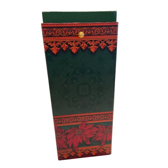 Wine Bottle Storage Gift Box Red Green Poinsettia Flower Christmas Holiday - Picture 9 of 15